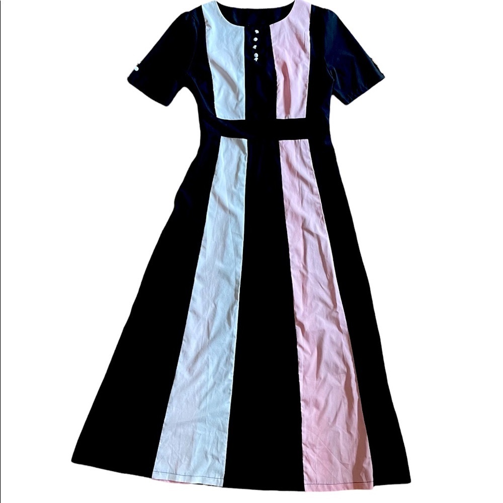 Retro dress long 40s 50s colorblock